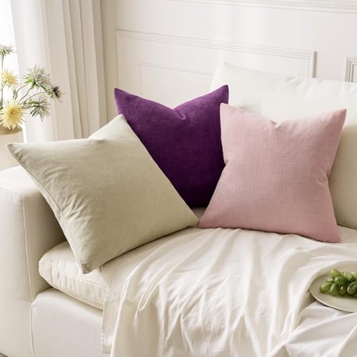 MIULEE Ivory Chenille Couch Throw Pillow Covers, 18x18 - Image 5