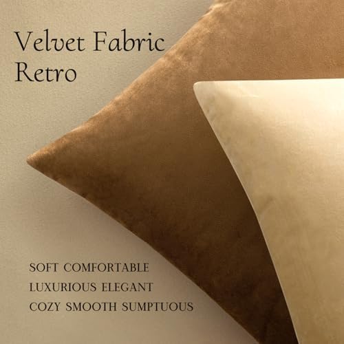 MIULEE Velvet Throw Pillow Covers 20x20 Inch Pack of 2 Beige - Image 5
