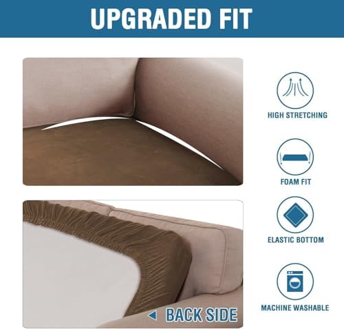 H.VERSAILTEX Velvet Stretch Individual Couch Cushion Cover Plush Cushion Slipcover for Loveseat Sofa Cushion Furniture Protector Seat Cushion Sofa Cover (1 Piece Sofa Cushion Cover, Bronze Brown) - Image 5