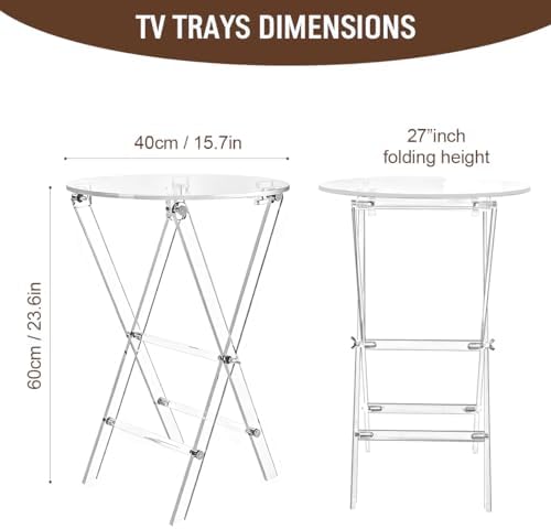 Acrylic Round Folding Side Table, Clear, Space Saving, Foldable X-Base Design for Living Room - Image 2