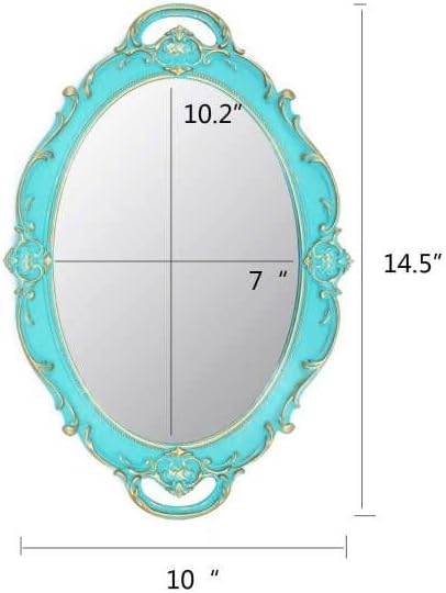 Eaoundm 14.5 x 10 inchs Oval Wall Mirror Vintage Hanging Mirror (Blue) - Image 5