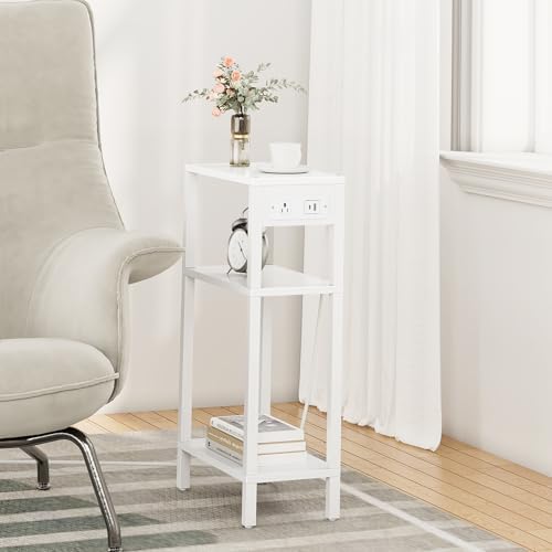TUTOTAK Narrow Side Table, 3-Tier Small End Table with Charging Station - Image 6