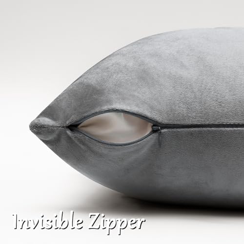 GIGIZAZA Dark Grey Velvet Throw Pillow Covers 22x22 Pack of 2 - Image 4