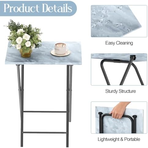 Adompacat 16" Small TV Tray Table, Folding TV Dinner Trays Set on Couch - Image 6