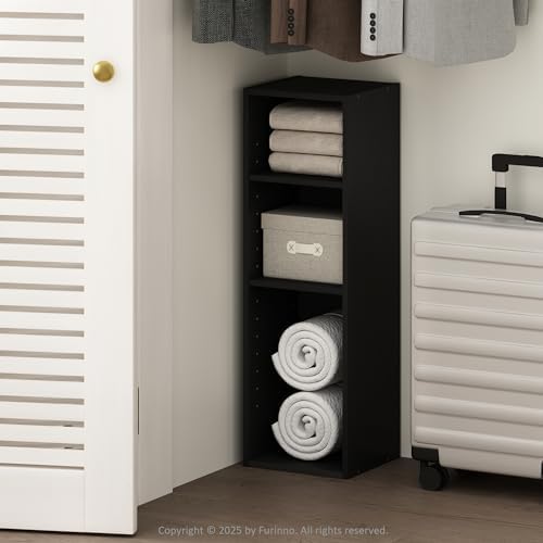 Furinno Reed 3-Tier Closet Organizers and Storage, Closet Organizer, Open Shelf Closet Storage, for Wardrobe, Bedroom, Living Room, 10-Inch Width, Blackwood by Furinno-FitsYourSpaceFitsYourBudget