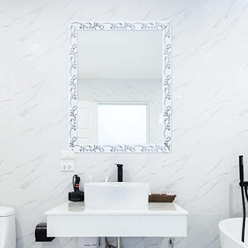Flexible Molding Trim Wall Trim Self Adhesive, Peel and Stick Mirror Frame Border, Waterproof Bathroom Decor (White+Silver) - Image 6