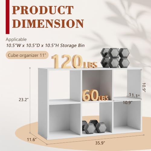 6 Cube Storage Organizer, White Cube Bookshelf, Multifunctional Bookcase - Image 3