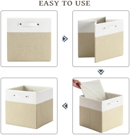 FinishingBo 13x13x13 Storage Cube Bins 4 Pack, Cube Shelf Baskets - Image 4