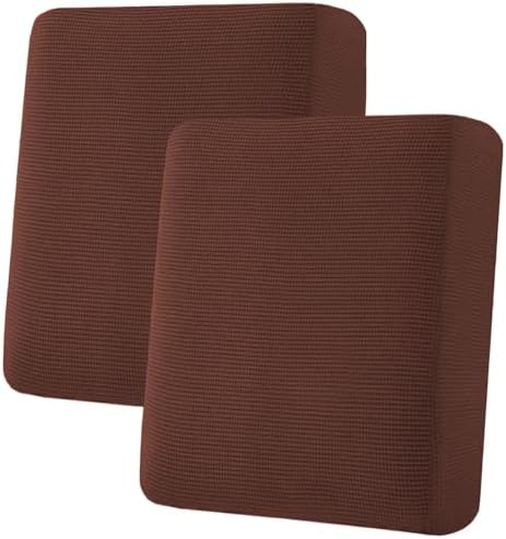 H.VERSAILTEX Super Stretch Individual Seat Cushion Covers Sofa Covers Couch Covers Slipcover Sets Thick Jacquard Textured Twill Fabric (2 Piece Medium Sofa Cushion Covers, Burnt Brick) by HVERSAILTEX