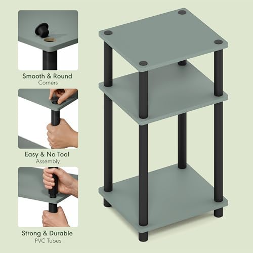 Furinno JUST Toolless 3-Tier Night Stand, Open Storage, Sage Green - Image 5