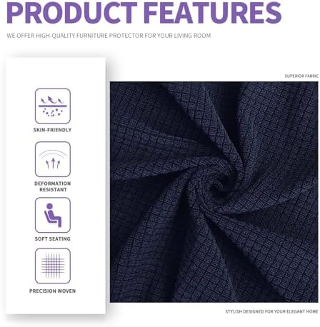 ZNSAYOTX Couch Covers for 3 or 4 Cushion Couch High Stretchy Spandex Pet Friendly Sofa Slipcover 1 Piece Non Slip Couch Covers Extra Large Furniture Protector (Navy Blue, XL Sofa) - Image 5