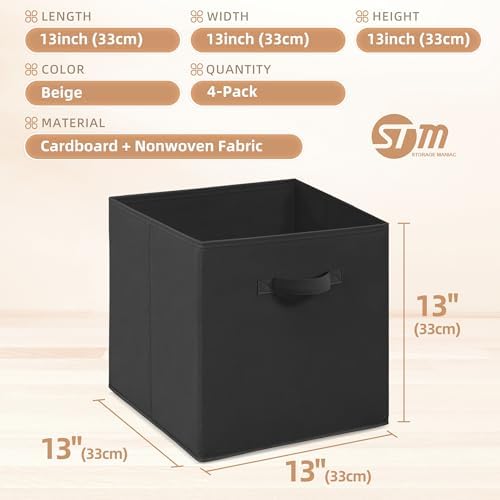 STORAGE MANIAC Storage Cubes, 13 Inch 4 Pack Collapsible Fabric Shelf Bins - Image 4