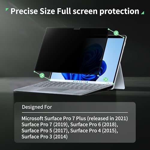 Privacy Screen Protector for Surface Pro 11/10/9/8/X -13 Inch, Anti Glare Filter, Anti Blue Light Film, Nano Removable Shield Microsoft Pro 9 Accessories, Reusable Cover Matte Bubble Free Guard - Image 2