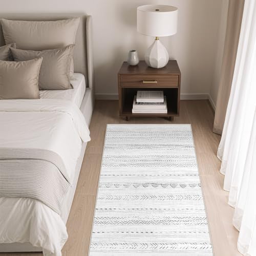 Nakagishi Boho 2x4 Washable Area Rug Non Slip Carpet for Entryway Gray - Image 4