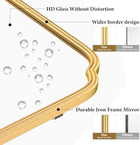 Ferytange Gold Bathroom Vanity Mirror for Wall 24" x 36" Modern Rounded Rectangle Mirror with Metal Framed Mirrors for Over Sink Wall Decorative (Horizontal/Vertical) - Image 6
