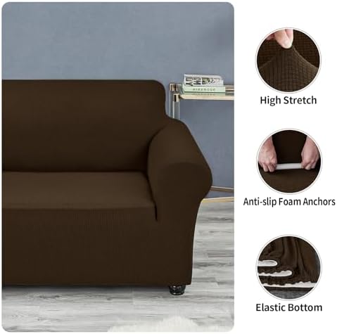 Joccun Stretch Chair Couch Cover,1-Piece Sofa Slipcover Spandex Jacquard Fabric Sofa Covers with Elastic Bottom,Washable Furniture Protector for Dogs, Cats, Kids (Armchair,Seal Brown) - Image 5