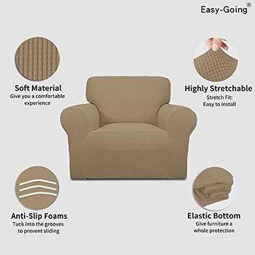 Easy-Going Stretch Oversized Chair Slipcover with Arm Washable Tan - Image 3