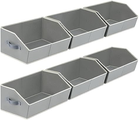 Homsorout Large Storage Bins Baskets - 6 Pack Closet Storage Cubes, Fabric Baskets for Organizing, Cube Organizer Bins with Handles, Foldable Boxes for Clothes, Towels, Grey by Homsorout