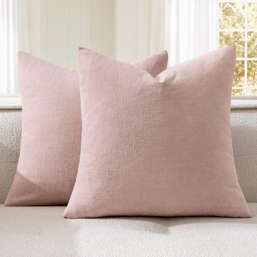 MIULEE Pink Chenille Couch Throw Pillow Covers, 18x18 by MIULEE