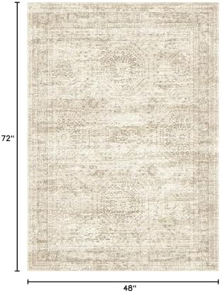 Soalmost 4x6 Area Rug for Living Room, Washable Rugs Non-Slip, Beige - Image 2