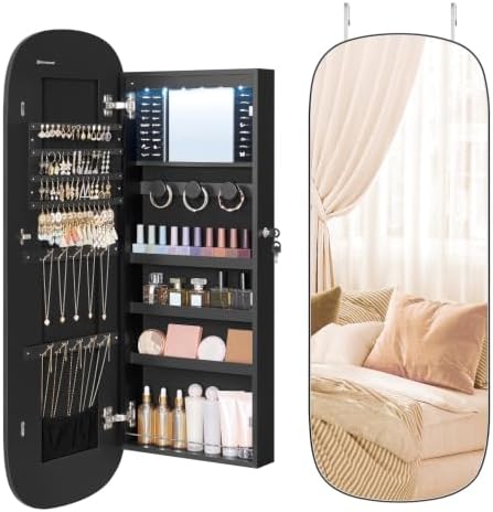 SONGMICS Jewelry Organizer, LED Jewelry Cabinet, Wall/Door Mounted by Unknown