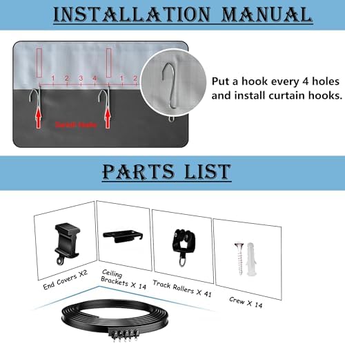Room Divider Curtains with Ceiling Track, 95% Blackout Heavy Curtains Noise Reduction Privacy Curtain System Kits, 8.3 ft Wide x 7 ft Tall, Black, 1 Panel - Image 5