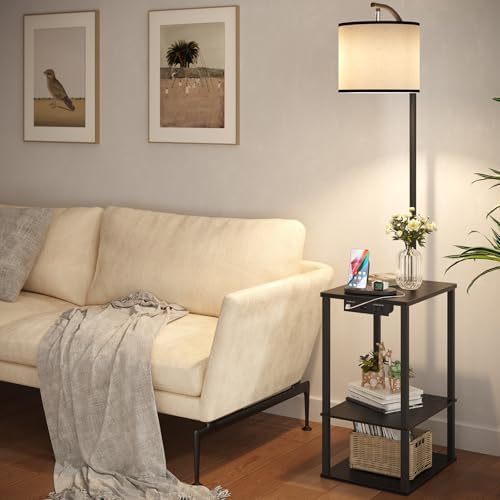 SUNMORY Floor Lamp with Table Shelves, End Side Table for Living Room - Image 2