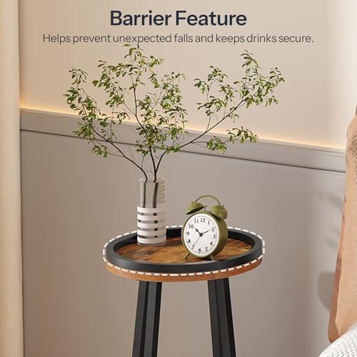 HOOBRO Small Round Side Tables, Set of 2, 2-Tier Round Sofa End Tables, Compact Nightstands with Cotton Linen Storage Basket, for Small Space, Living Room, Bedroom, Dorm, Rustic Brown BF183BZP201 - Image 6