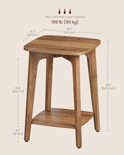 VASAGLE Side Table, 2-Tier Small Square End Table, Nightstand - Image 3