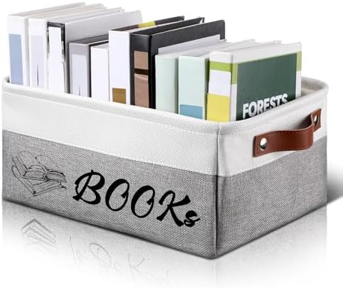 Marsui 1 Pcs TBR Basket Book Storage Bin Bookish Gifts, White Grey by Marsui