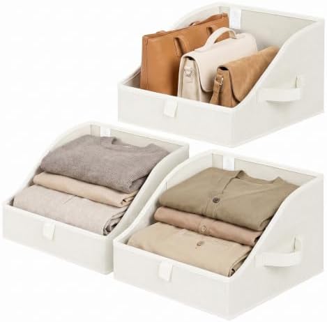 GRANNY SAYS Trapezoid Closet Storage Bins, Small, Pearl White, 3-Pack by GRANNYSAYS