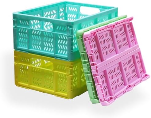 4 Pack 20L Large Closet Storage Baskets Bins for Shelves | Foldable Closet Organizers and Storage with Handles Home Organization | Plastic Collapsible Baskets for Organizing Clothes by HomeandOfficeStorage