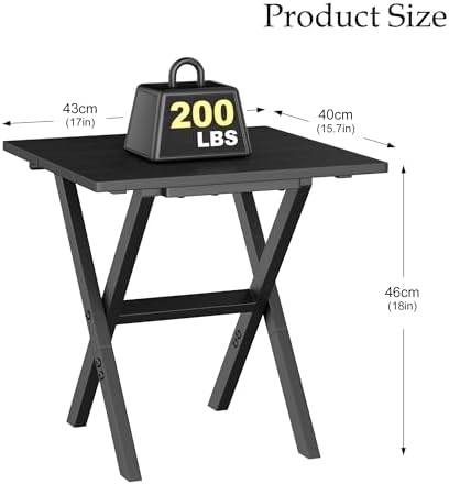 Outdoor Side Table Portable Folding Table Easy to Install,Black - Image 3