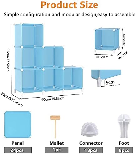 AWTATOS Cube Storage Organizer, Closet Organizers, 6 Cube Shelf, Blue - Image 3