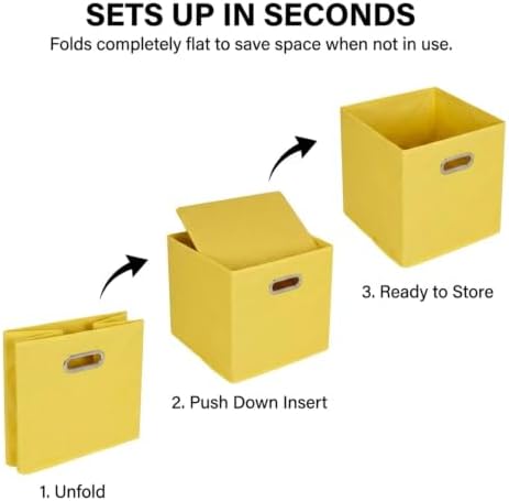 Household Essentials 6 ct Open Fabric Cube Storage Bins, Golden Yellow - Image 3