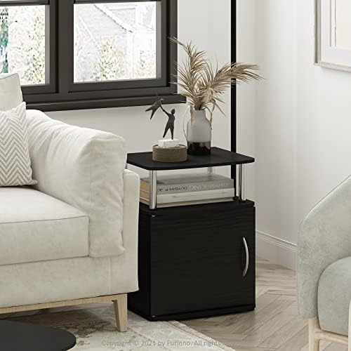 Furinno Jaya 2-Tier Side Table Set of 2, with Door Cabinet, Americano - Image 2