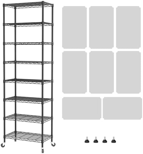 SINGAYE 8 Shelves Storage Wire Shelf Closet Metal Shelving Pantry Wheels by SINGAYE