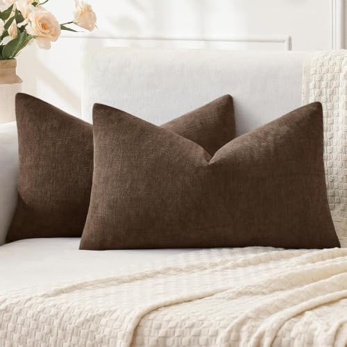 MIULEE Beaver Fur Chenille Couch Lumbar Throw Pillow Covers, 12x20 by MIULEE