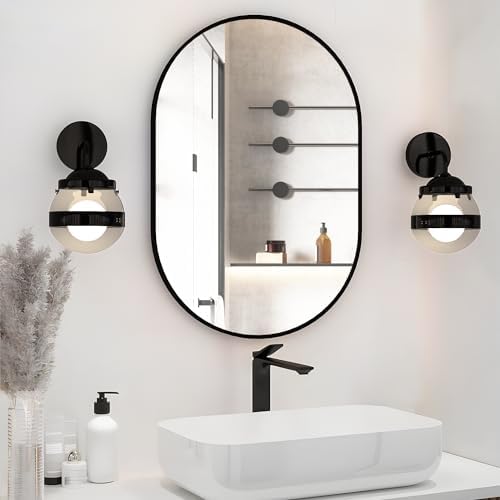 Oval Bathroom Mirror Wall Vanity Oval Mirrors, 20"x30" Black Bathroom Mirrors for Over Sink Pill Mirrors Capsule Wall Mounted Mirror, Modern Mirror with Metal Frame for Wall Decor - Image 4