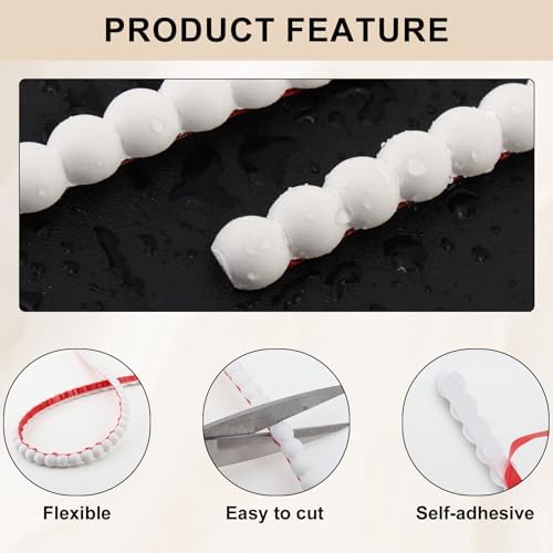 Hungbak 0.39" x 196.8" Peel and Stick Unfinished White Beaded Molding Trim - Self-Adhesive Decorative Strip for Picture Frame, Mirror, Shelf, Wall, Door, Cabinet - Image 3