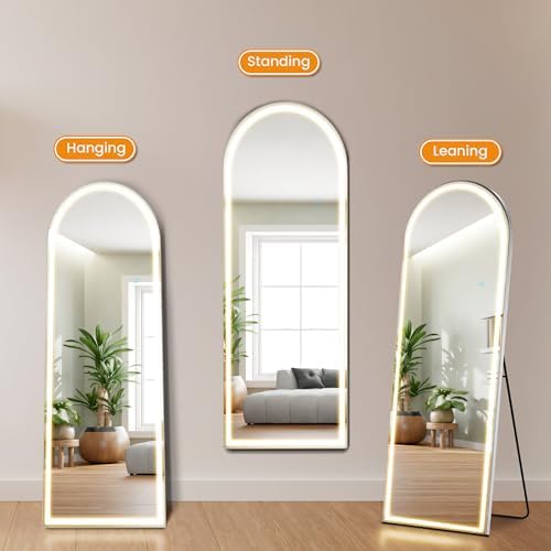 LED Arched Full Length Mirror, 63" L x 20" W Full Standing Mirror - Image 5