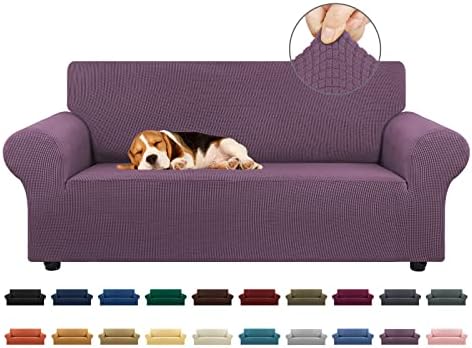KEKUOU Stretch Loveseat Couch Cover, 2 Cushion Couch Slipcover,Dark Purple by KEKUOU