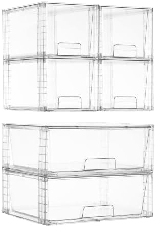 Vtopmart Clear Stackable Storage Drawers, 6 Pack Large Organizer Set by Vtopmart