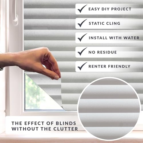 Frosted Blinds Light Effects Window Privacy Film by Artscape - Decorative Frosted Glass Design, Static Cling, Two-Way Privacy, Reduces Glare, Phthalate and BPA Free - 17.72 x 72 Inch - Image 2