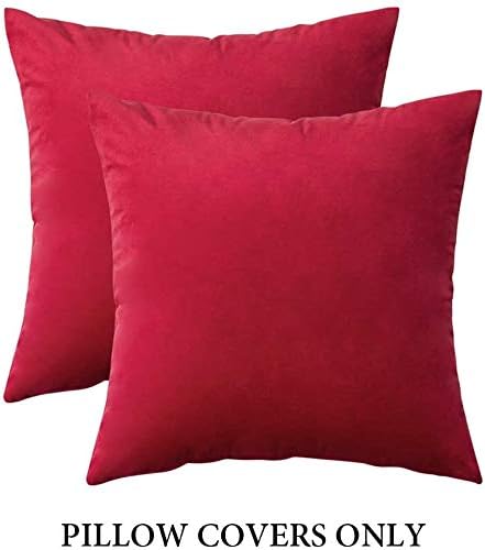 MIULEE Velvet Throw Pillow Covers 16x16 Inch Pack of 2 Red - Image 6