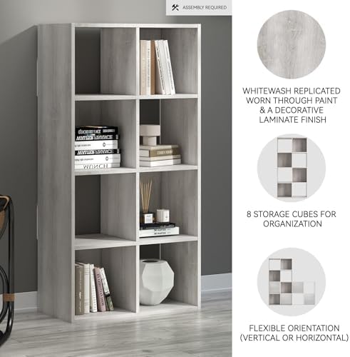Signature Design by Ashley 8 Cube Storage Organizer Bookcase, Whitewash - Image 4