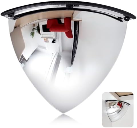Suzile 1 Pieces 18 Inch Acrylic Quarter Dome Mirror Convex Corner Safety Mirror High Viewing Angle Blindspot for Wall Warehouses Offices Retail Stores Parking Garages by Suzile