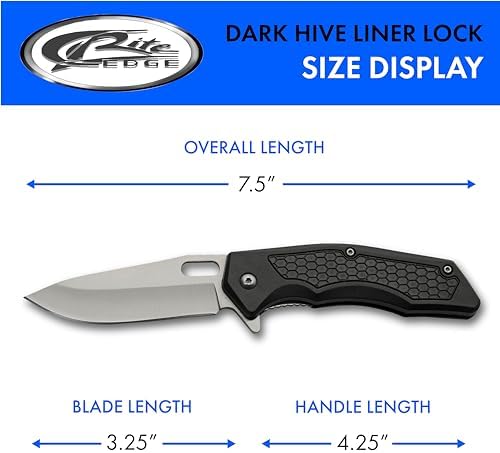 SZCO 7.5" Black ABS Handle Hive Pattern EDC Folding Pocketknife With Clip - Image 3