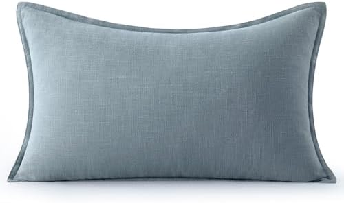 MIULEE Decorative Linen Lumbar Pillow Cover 12x20 Inch Blue Grey - Image 7
