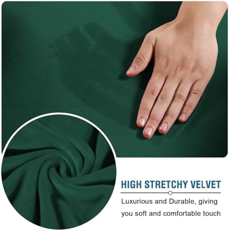 H.VERSAILTEX Rich Velvet Stretch 2 Piece Cover Chair Slipcover Sofa Cover Furniture Protector Couch Soft with Elastic Bottom Chair Couch Cover Width Up to 49 Inch (Chair, Vintage Green) - Image 5